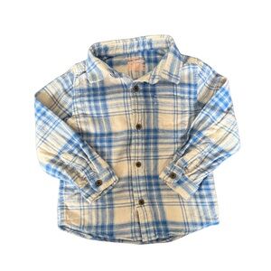 Cat & Jack Blue and Cream Plaid Button Down Shirt